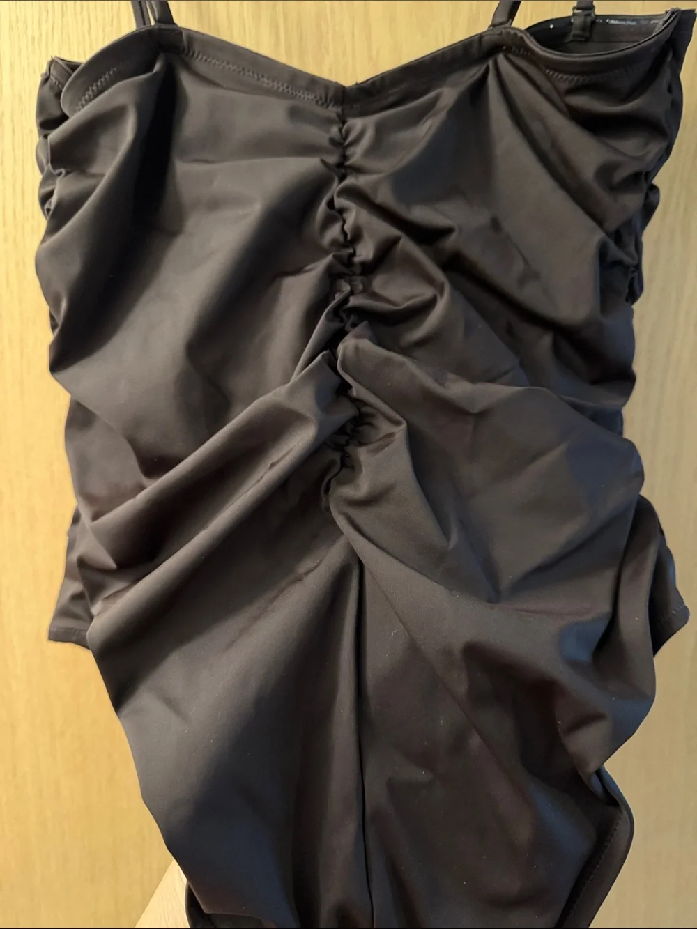 Ruched One-Piece Swimsuit in Dark Brown